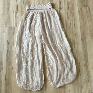 Guisy Silk Blend Wide-Leg Palazzo Gypsy Pants Made in Italy